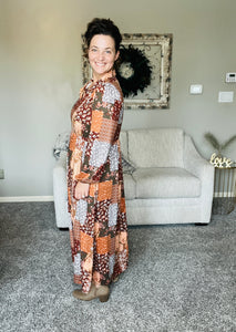 Kaylee Collared Fall Patchwork Dress