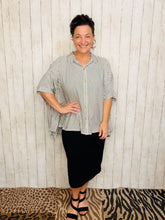 Rylee Charcoal & White Striped Top