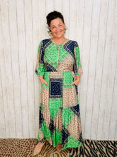 Mallory Green & Navy Patchwork Dress