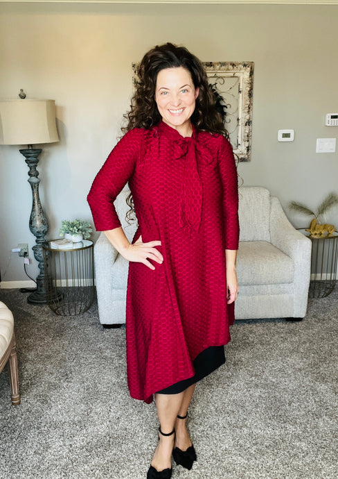 Flash of Style Tunic- Burgundy Honeycomb