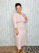 Ribbed Lounge Dress- Pink Striped