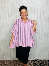 Rylee Pink & Grey Striped Top