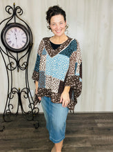 Teal Animal Print Poncho