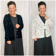 Adorable Hearts Cardigan Sweater- Black or Cream