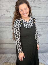 Black Houndstooth Mesh Layering Style Top