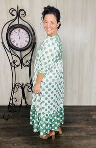 Sabrina Sage & Ivory Polkadot Dress