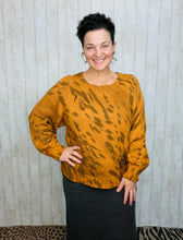 Distressed Camel Colored Leopard Fashion Sweater