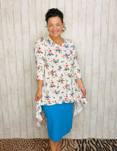 Dramatic High-Low Tunic -Small Floral Print