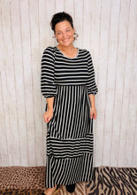 Lillian Striped Dress- Black