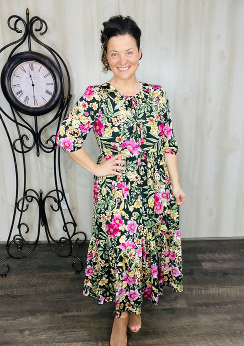 Kimmy Tiers & Bows Dress- Black