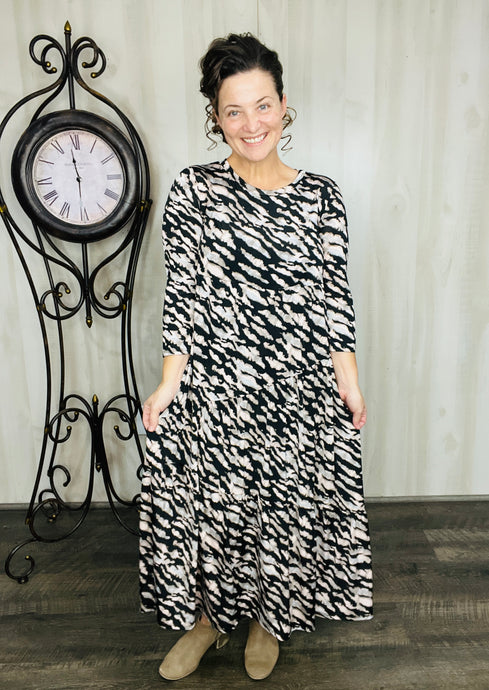 Tonya Marie Tiered Dress-Tiger Print