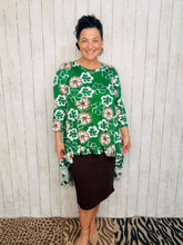 Dramatic High-Low Tunic -Green Floral
