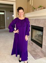 Kayla Ruffle Sleeves Dress-Purple