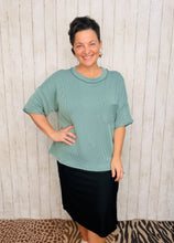 Ribbed Oversized Top-Jade