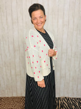 Adorable Hearts Cardigan Sweater- Black or Cream