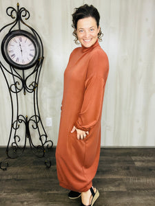 Fabulous Fall Sweatshirt Dress-Copper Bronze