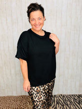 Ribbed Oversized Top- Black