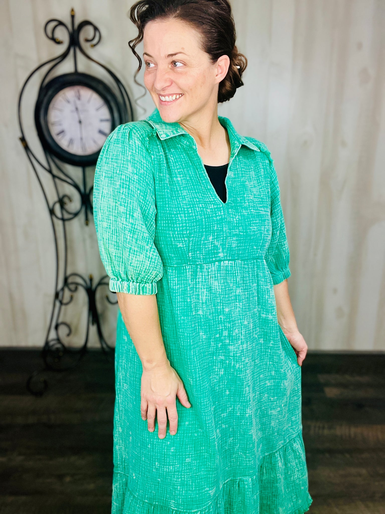 mineral green dress Lush Green Mineral Washed Dress
