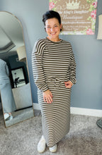 Candice Ribbed Skirt- Gray Striped