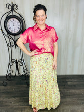 Floral Print Tiered Maxi Skirt (PLUS)- Yellow