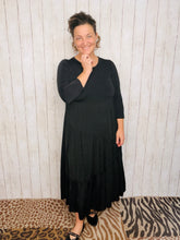 Tonya Marie Tiered Dress- Midi Length-Black