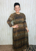 Animal Print & Sequins Belted Dress