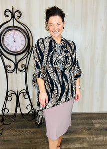 Once Upon A Time Tunic- Black & Leopard Mix