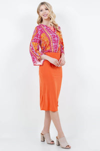 Miss Amy Pencil Skirt (Regular & Plus)- Orange