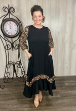 Michella High Low Dress-Black & Leopard
