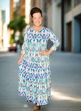 Tonya Marie Tiered Dress-Blue & Pink Dreams