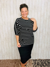 Marissa Ribbed Top- Black & Bows