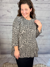 Tara Sharkbite Tunic-Gray Leopard Print