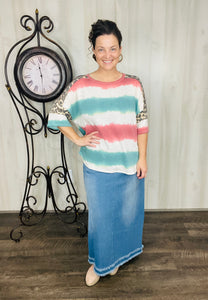Marci Fringe Long Jean Skirt