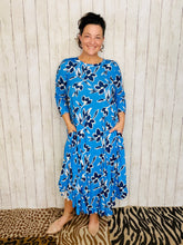 Veronica Ruffle Swing Dress- Blue & Floral