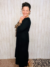 Janice Black Dress With Leopard Ruffles