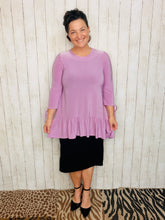 Jenny Ruffle High Low Tunic-Mauve/Lavender