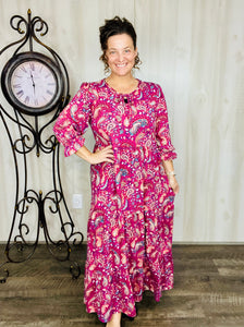 Connie Soft Paisley Dress-Dark Burgundy