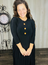 Tonya & Wood Button Dress- Black