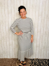 Ribbed Midi Dress- Black & White Stripe