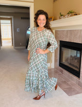 Green & Brown Plaid Dreams Ruffle Hem Dress