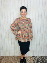 Dani Puff Sleeve Geometric Knit Top