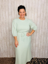 Ribbed Spring Style Lounge Dress- Mint & Ivory