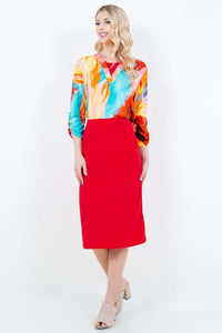 Miss Amy Pencil Skirt (Regular & Plus)- Red