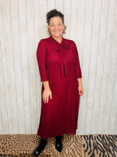 Brenda Bow & Ruffle Burgundy & Gold Dress