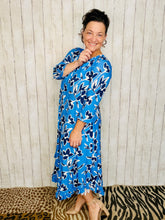 Veronica Ruffle Swing Dress- Blue & Floral