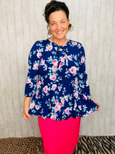 Jordan Tiered Tunic Top- Blue Roses