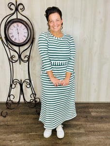 Ribbed Lounge Dress- Sage & Ivory