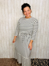 Ribbed Midi Dress- Black & White Stripe