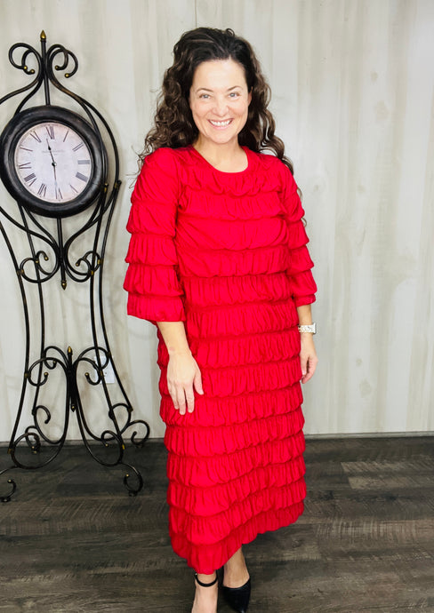 Classy & Ruffles Red Dress