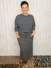 Marissa Ribbed Top- Brown & Blue Stripes